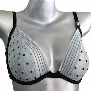 Victorias Secret Luxe Lingerie Deja Vu Unlined Demi Bra Frosty Blue 32DD Nwt